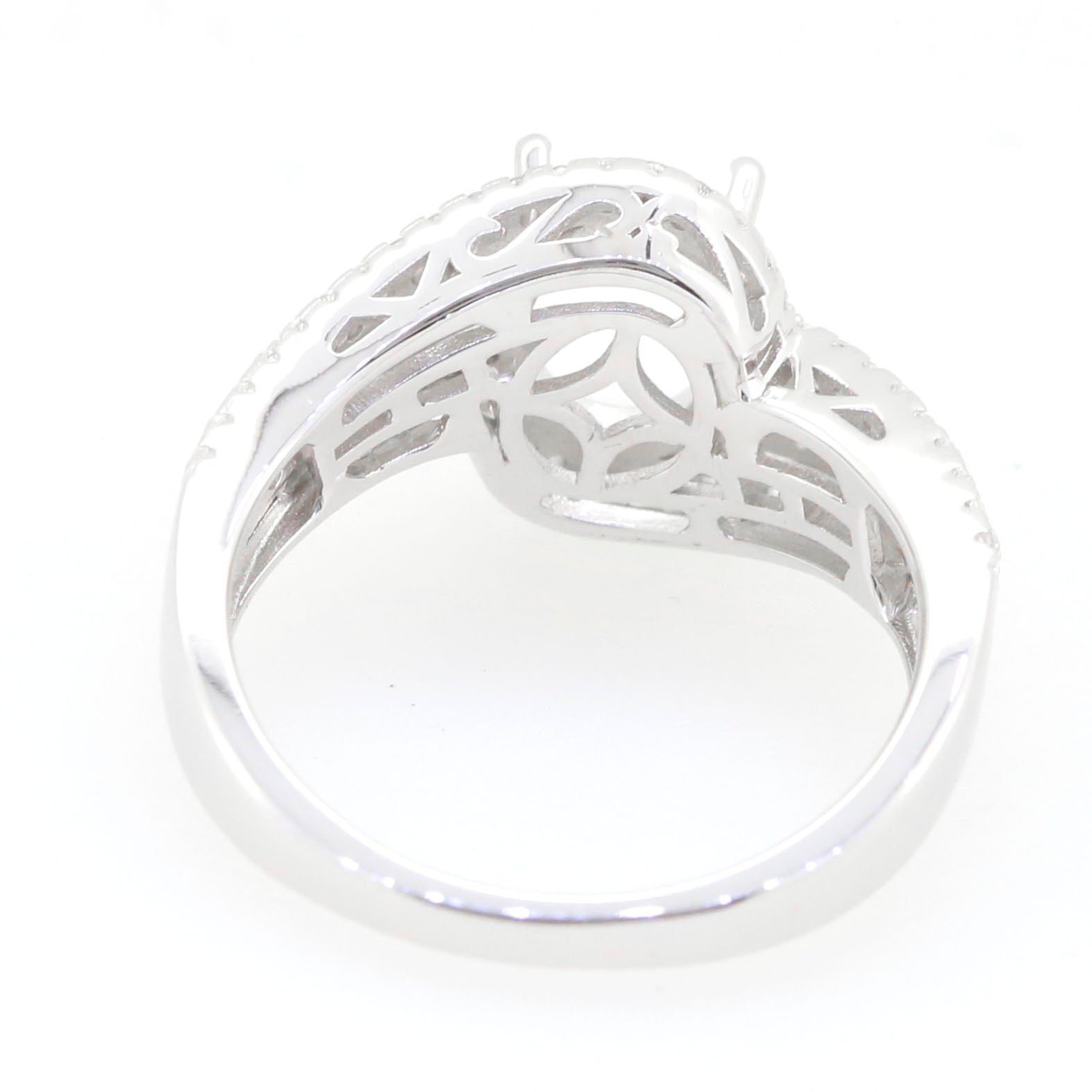 10K 14K Gold or Platinum Semi Mount Ring Setting Oval OV 9X7mm Halo Bypass Diamond Accent DHJ