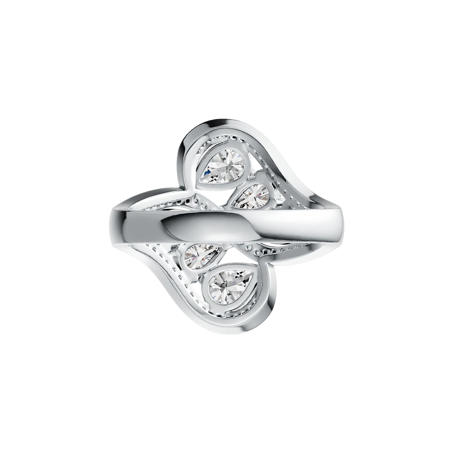 14K Gold Semi Mount Ring Setting Pear PE 7X5mm PE 6X4mm Diamond Accent DHJ