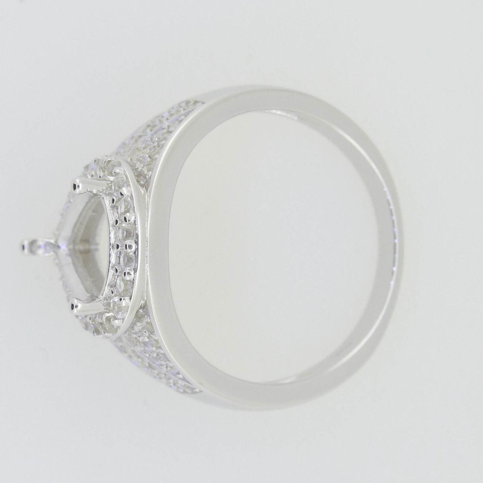 Platinum Semi Mount Ring Setting Pear PE 10X8mm Diamond Accent Syzjewelry