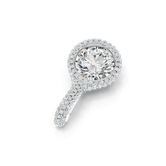Platinum Semi Mount Pendant Setting Round RD 10x10mm Diamond Accent DHJ