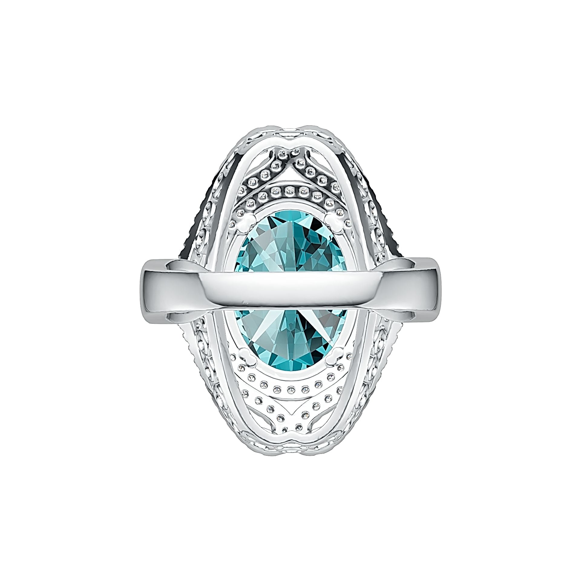 Sterling Silver Semi Mount Ring Setting Oval OV 17X12mm with White Topaz DHJ