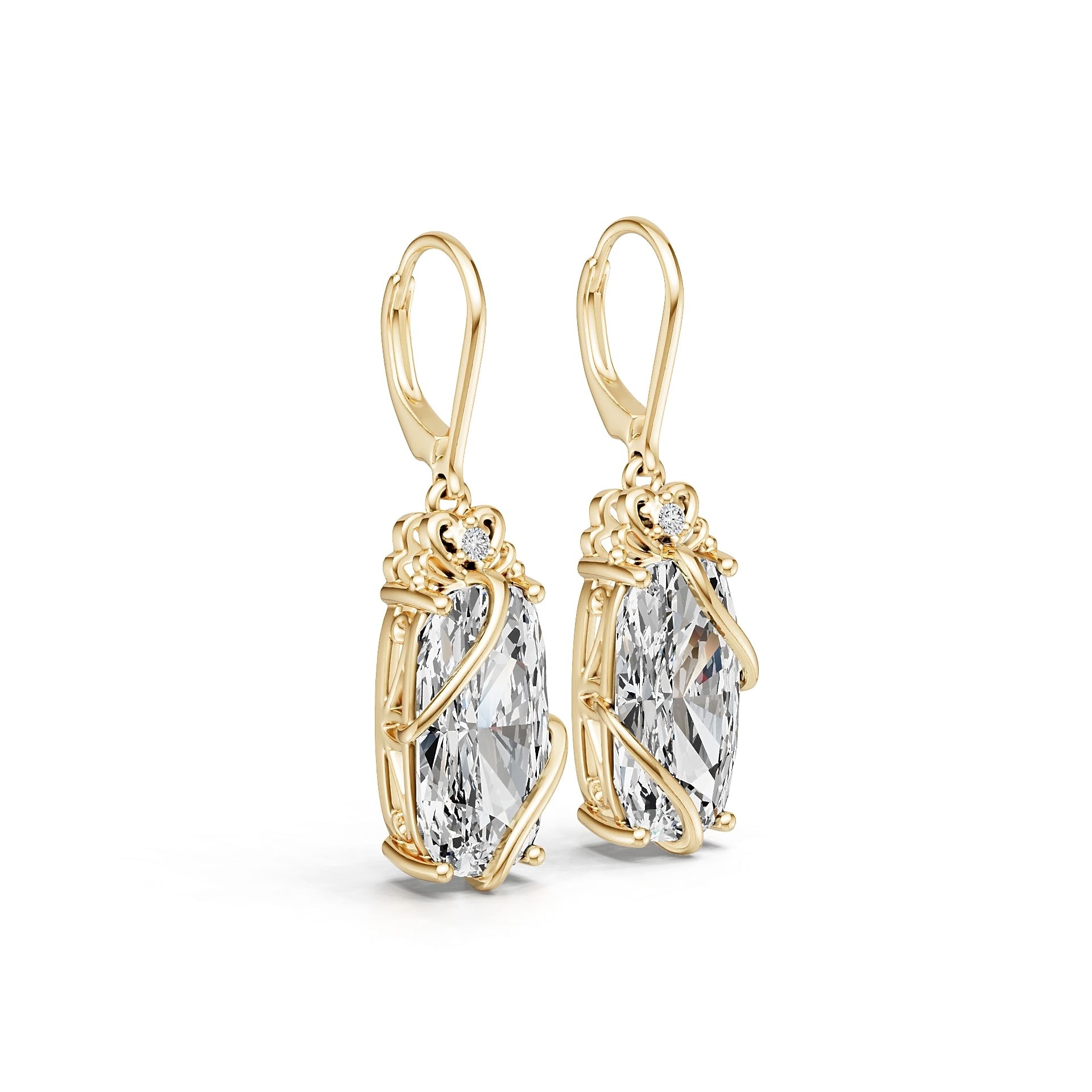 18K Gold Semi Mount Earrings Setting Cushion Cu 5x8mm Diamond Accent Syz Jewelry