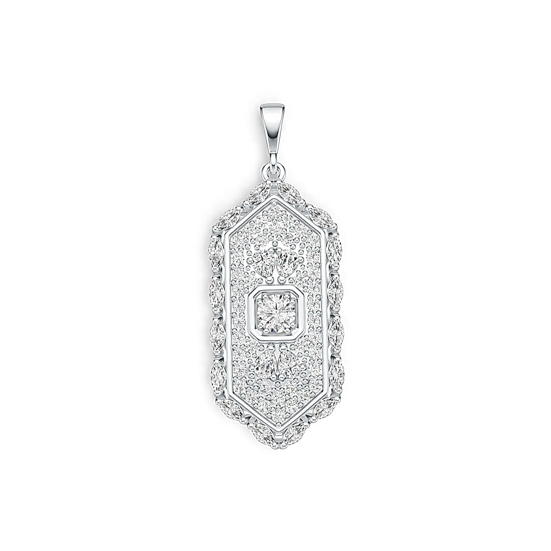 14K Gold Semi Mount Pendant Setting Round RD 5x5mm with White Topaz Diamond Accent DHJ