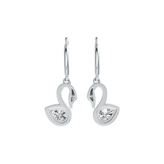 Sterling Silver Semi Mount Earrings Setting Pear PE 7X5mm Swan Theme - Syzjewelry