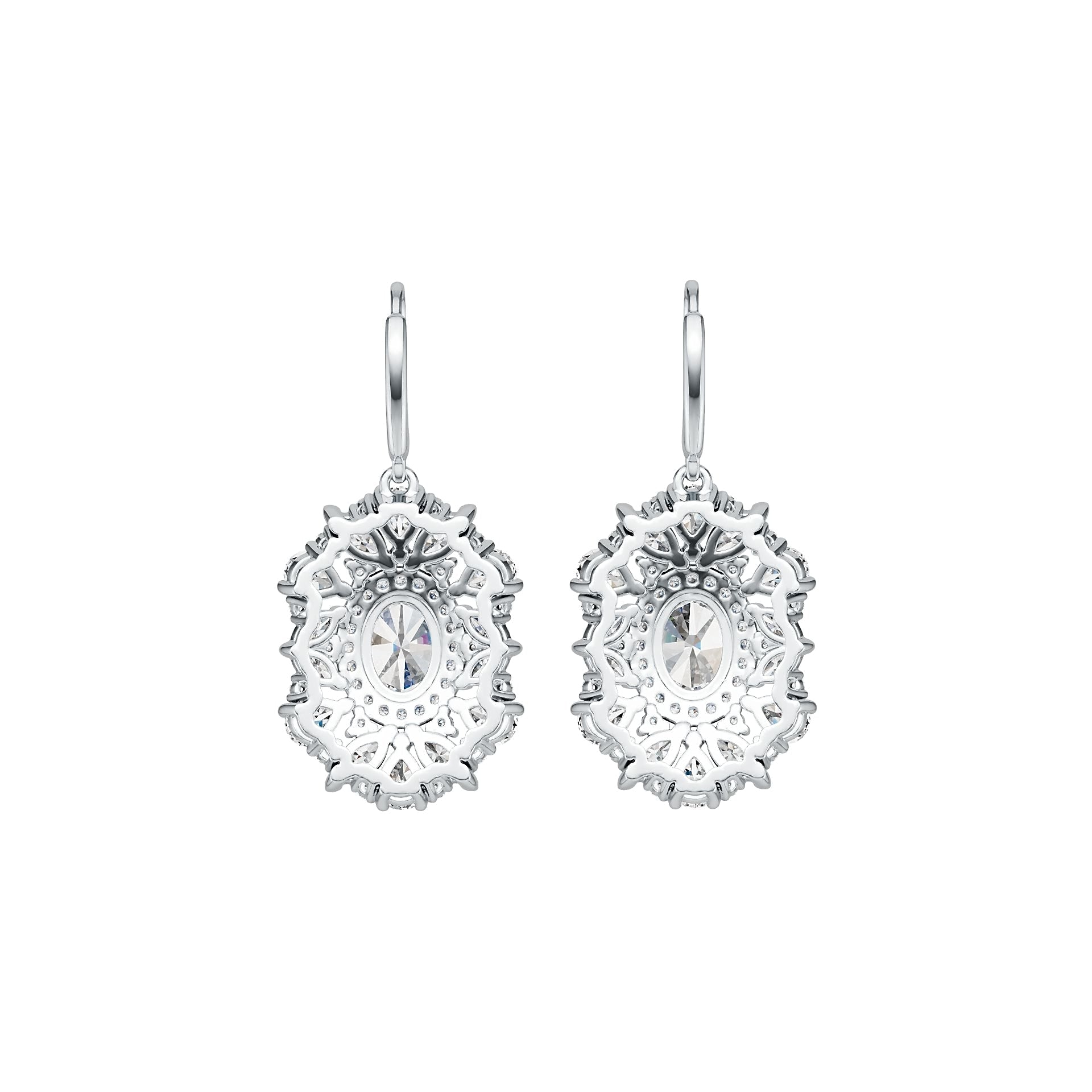 14K Gold Semi Mount Earrings Setting Oval OV 8X6mm MQ 4X2mm MQ 5X2.5mm PE 4X3mm Diamond Accent DHJ