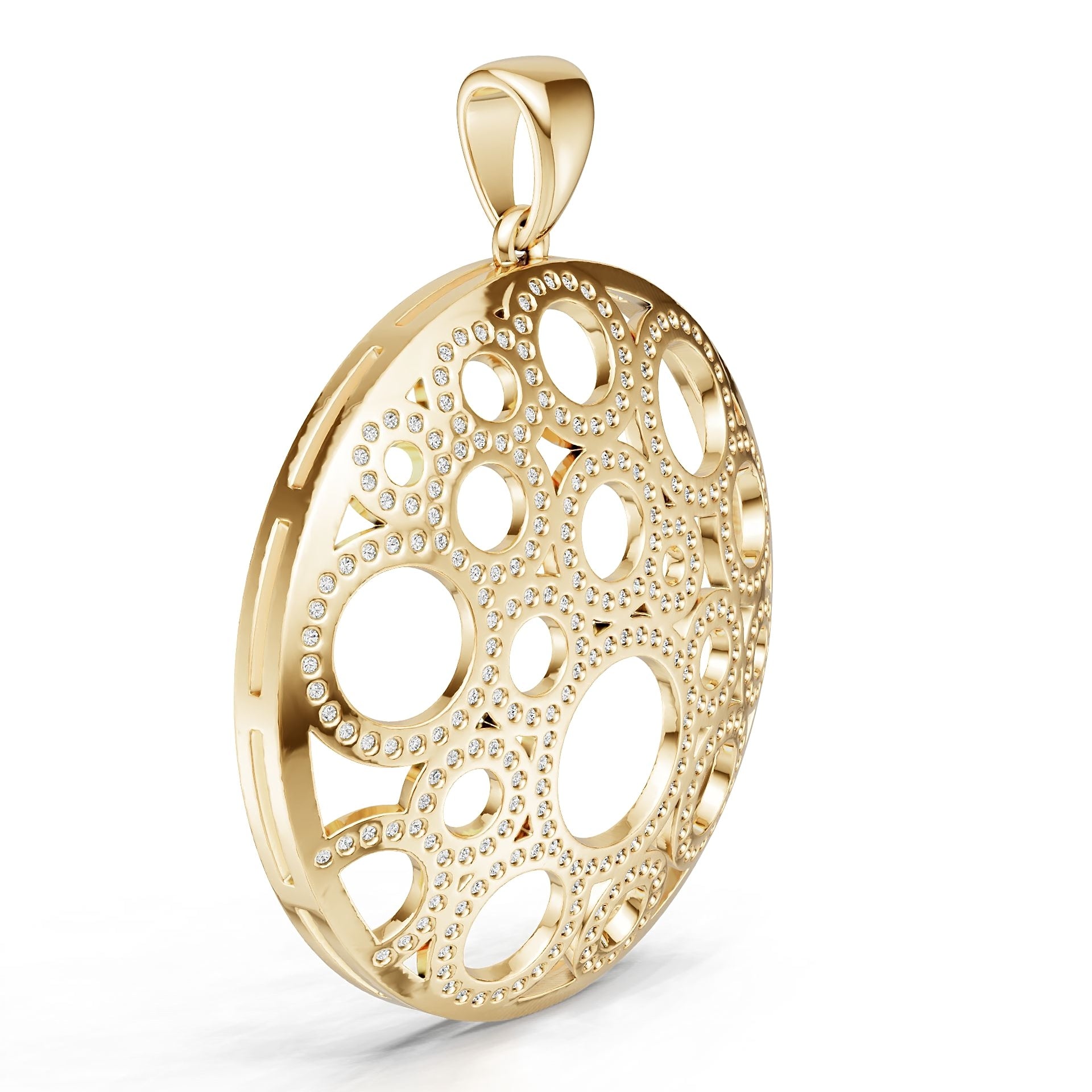 14K Gold Semi Mount Pendant Setting Round Ro 6x6mm Diamond Accent Syz Jewelry