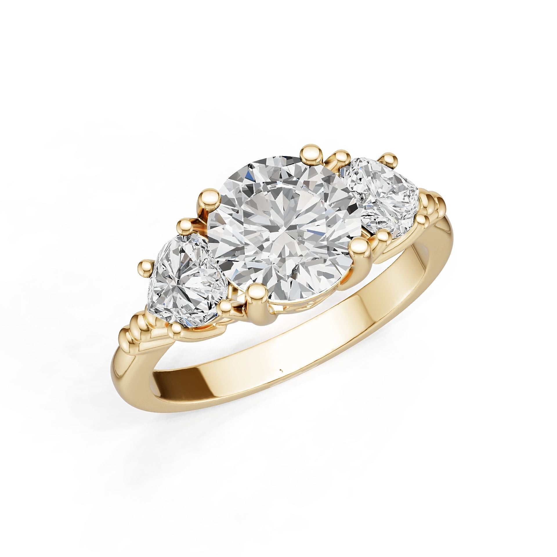 14K Gold Semi Mount Ring Setting Round Ro 5x5mm Diamond Accent Syz Jewelry