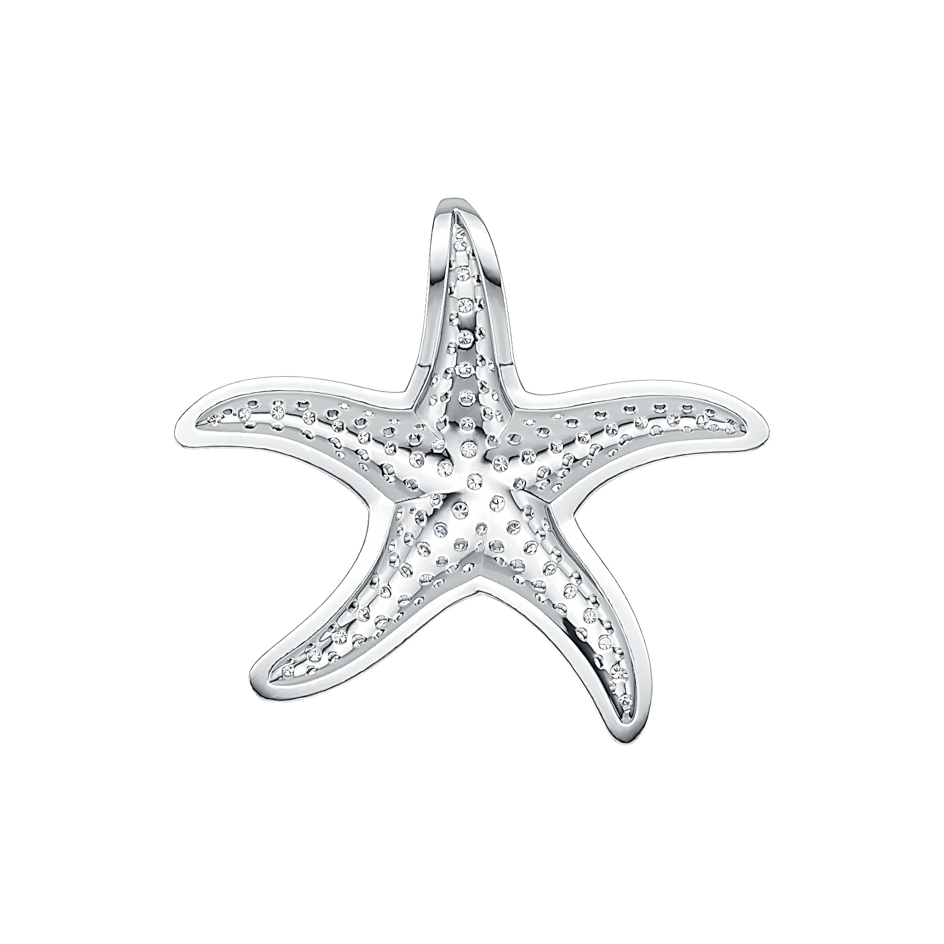 Sterling Silver Pendant Starfish Theme with White Topaz or Moissanite DHJ