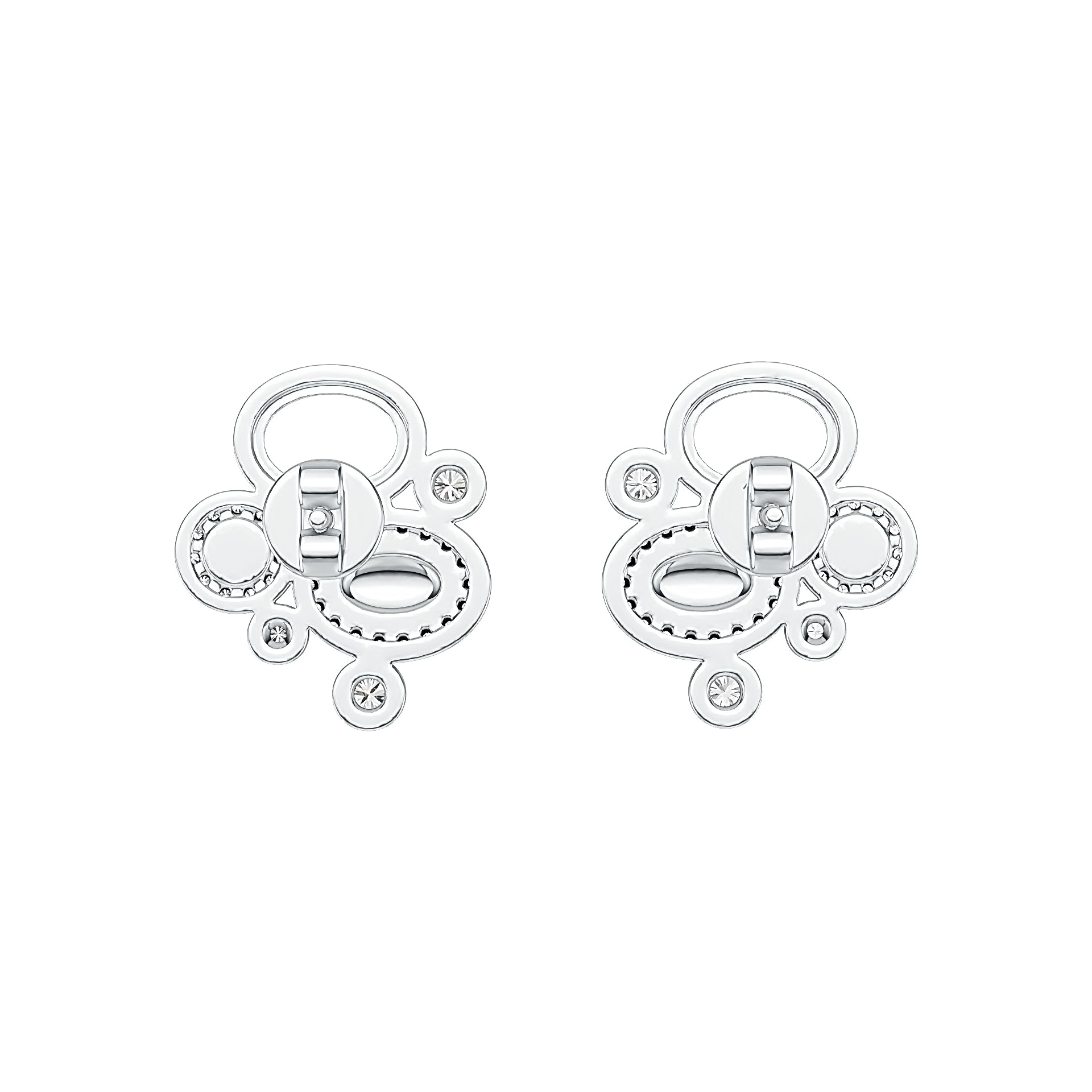 18K Gold Semi Mount Earrings Setting Round RD 2X2mm with Diamond Accent DHJ