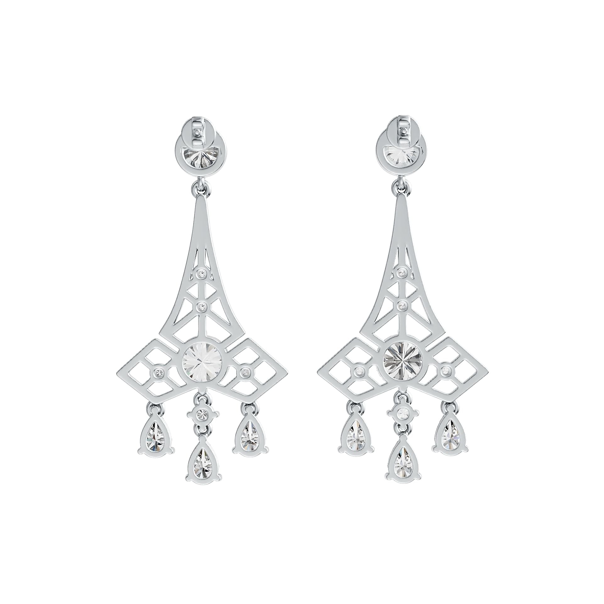 Sterling Silver Semi Mount Earrings Setting Round RD 9x9mm RD 5x5mm PE 6X4mm DHJ