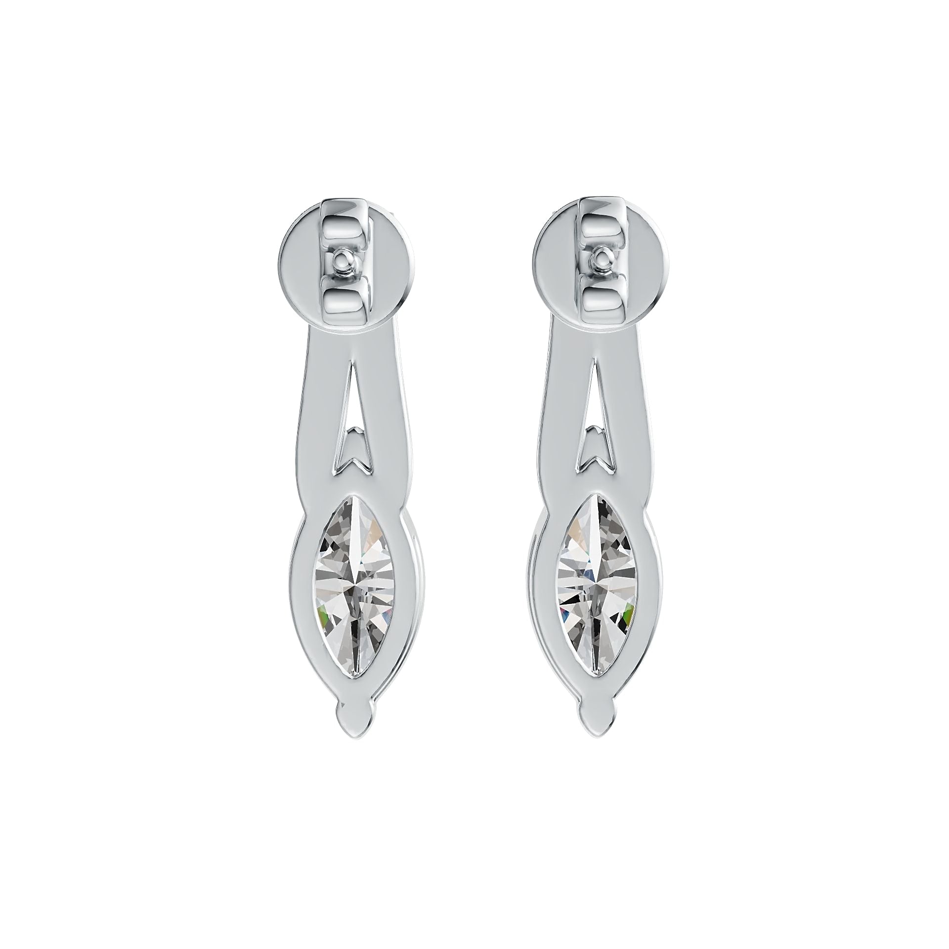 Sterling Silver Semi Mount Earrings Setting Marquise MQ 9X4.5mm with White Topaz DHJ