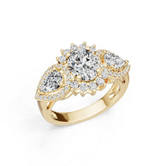 14K Gold Semi Mount Ring Setting Oval Ov 8x6mm Diamond Accent Syz Jewelry
