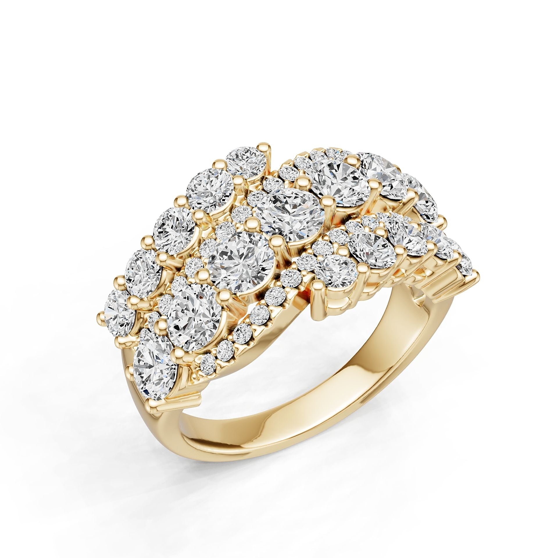 18K Gold Semi Mount Ring Setting Round Ro 6x6mm Diamond Accent Syz Jewelry