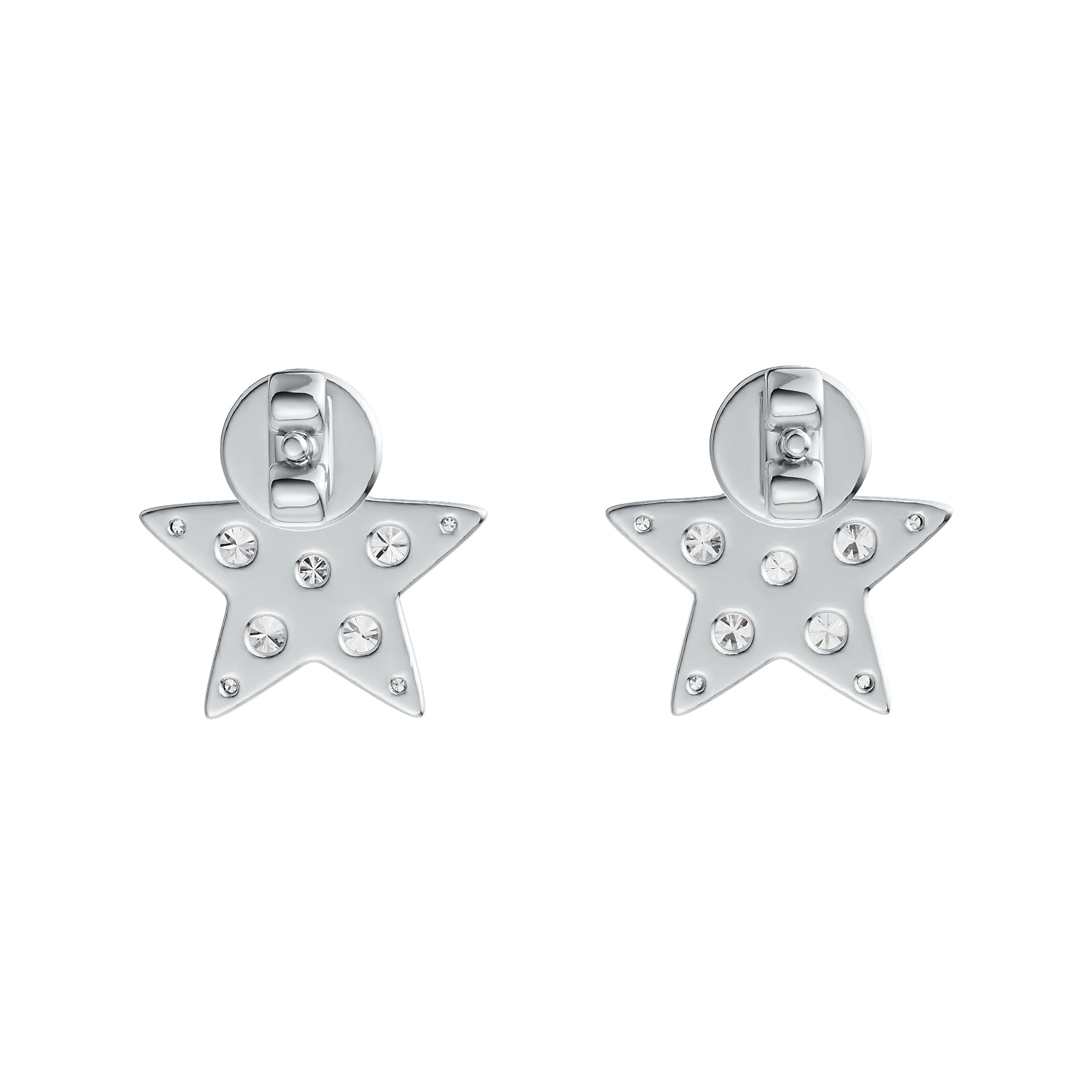 Sterling Silver Earrings Star Theme with White Topaz or Moissanite Stud DHJ