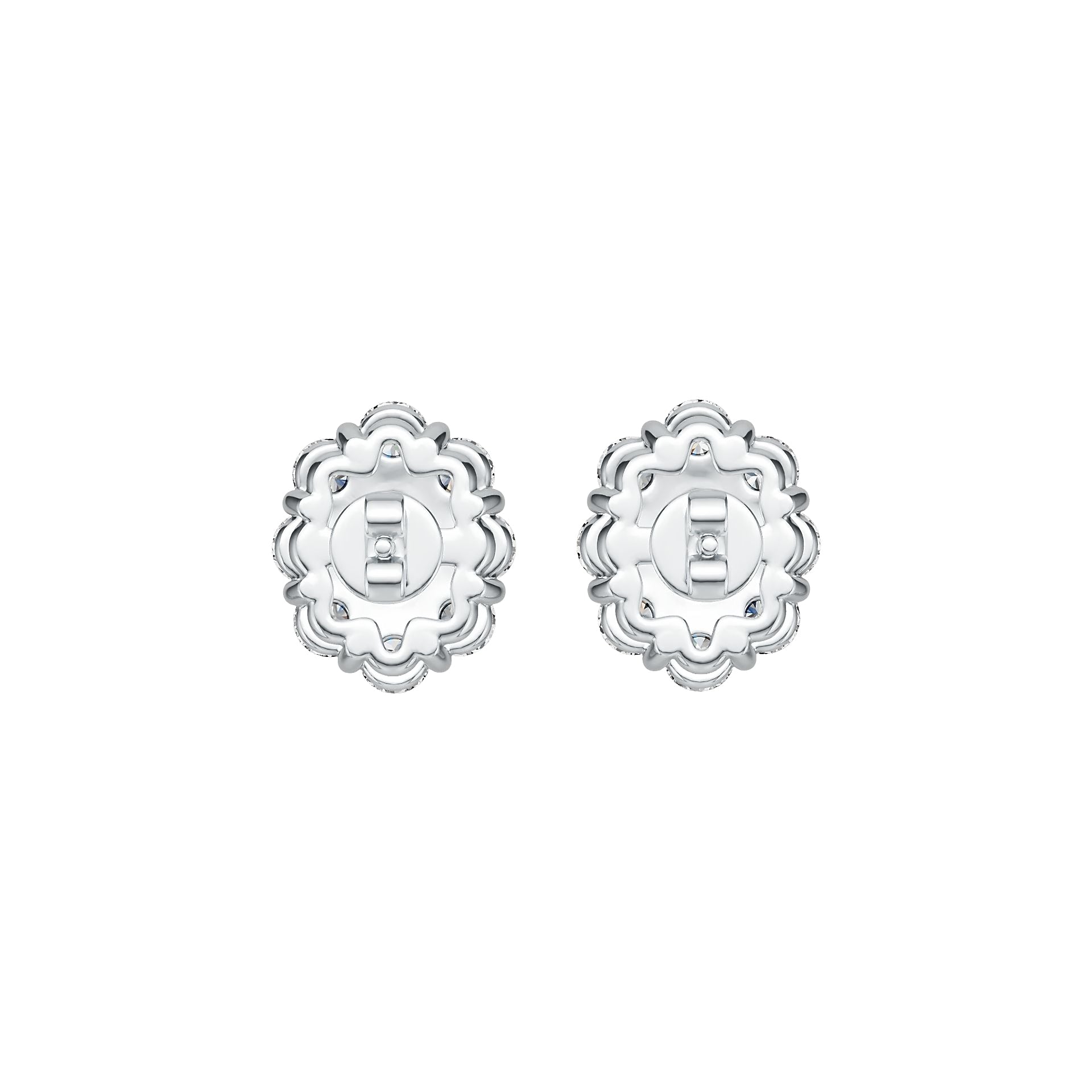 18K Gold Semi Mount Earrings Setting Oval OV 6X4mm Diamond Accent DHJ