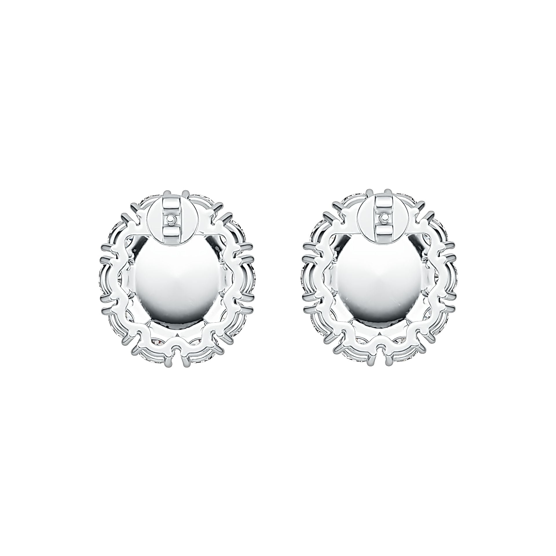 14K Gold Semi Mount Earrings Setting Oval OV 12X10mm Cabochon Halo DHJ