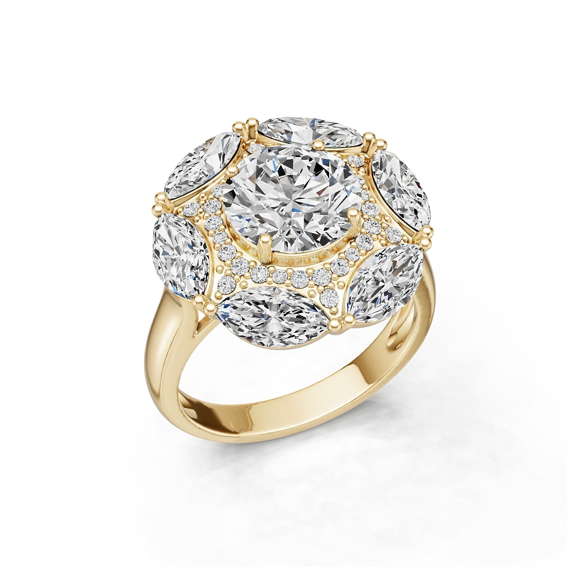 14K Gold Semi Mount Ring Setting Round Ro 8x4mm Diamond Accent Syz Jewelry