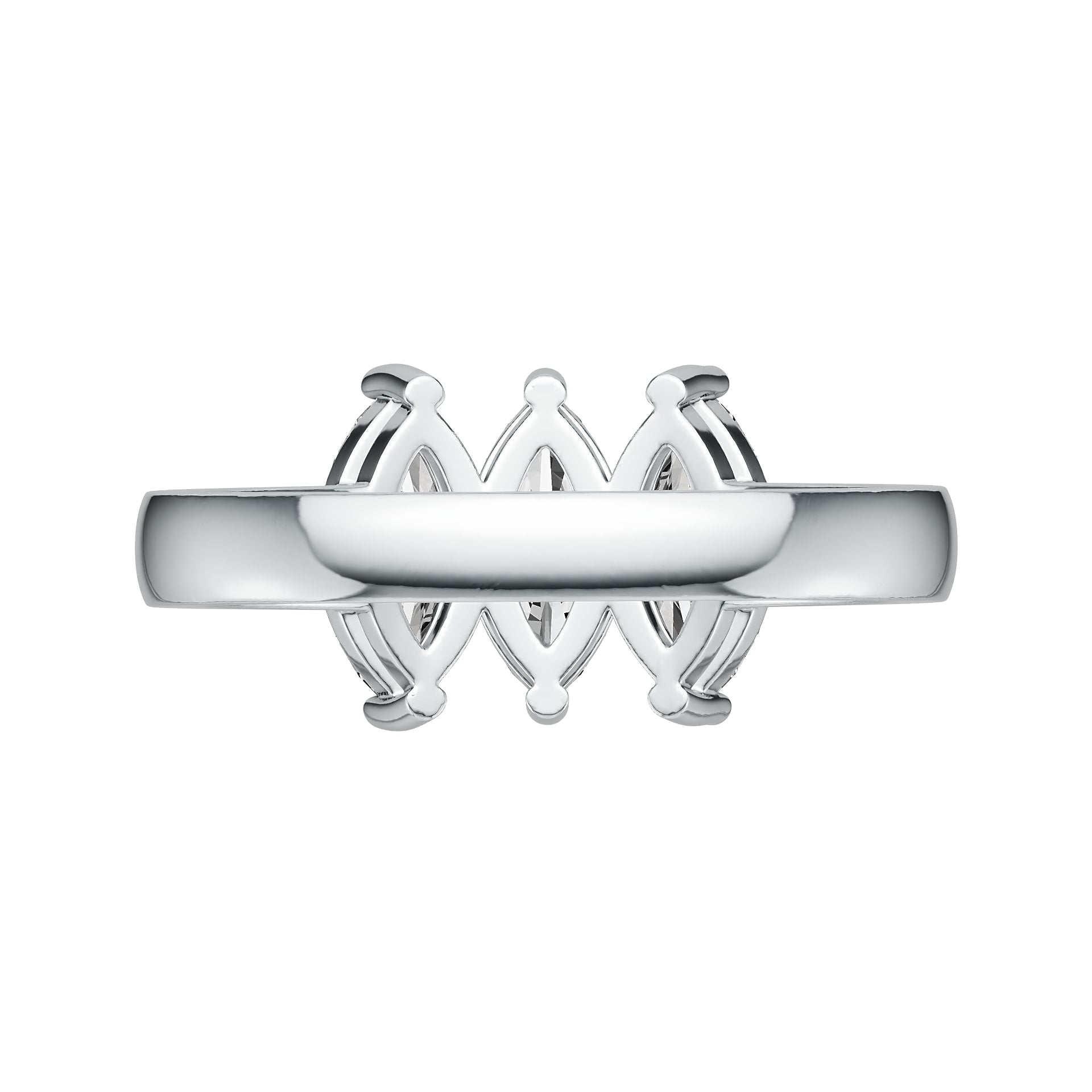 Sterling Silver Semi Mount Ring Setting Marquise MQ 10X5mm 3-Stone Ring DHJ