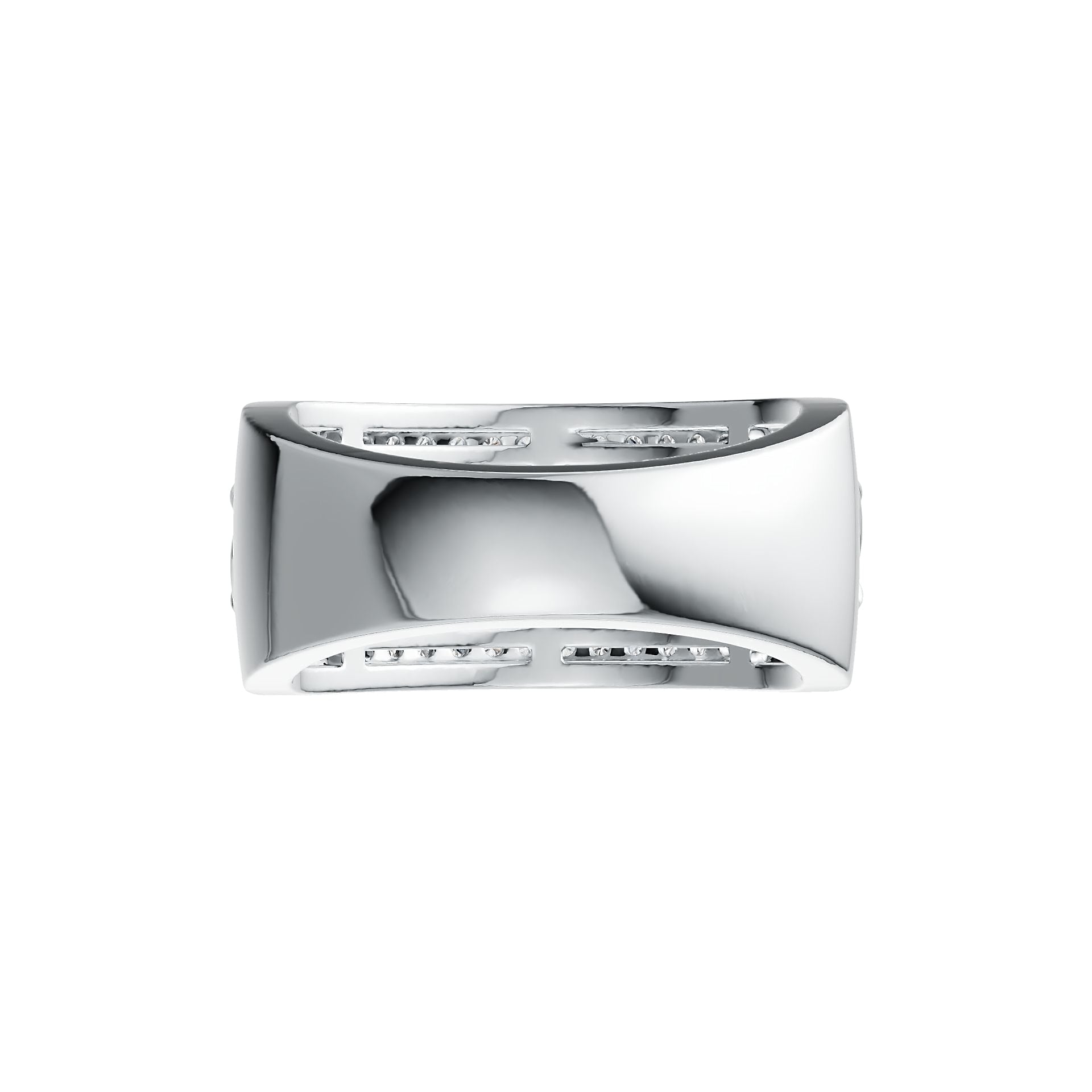 Sterling Silver Ring with White Topaz or Moissanite Wide Band Geometric DHJ