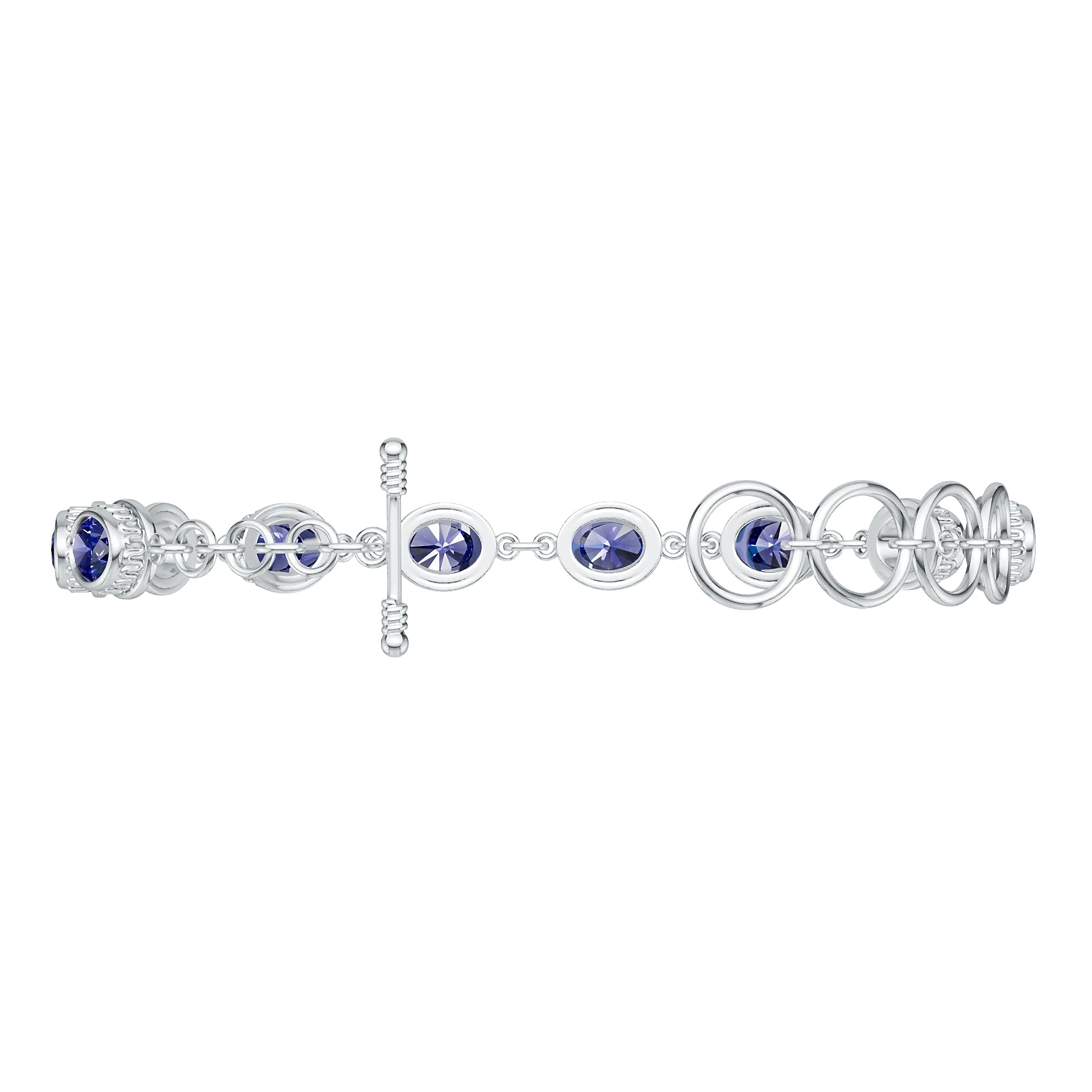 Platinum Semi Mount Bracelet Setting Round Ro 8x6mm Syz Jewelry