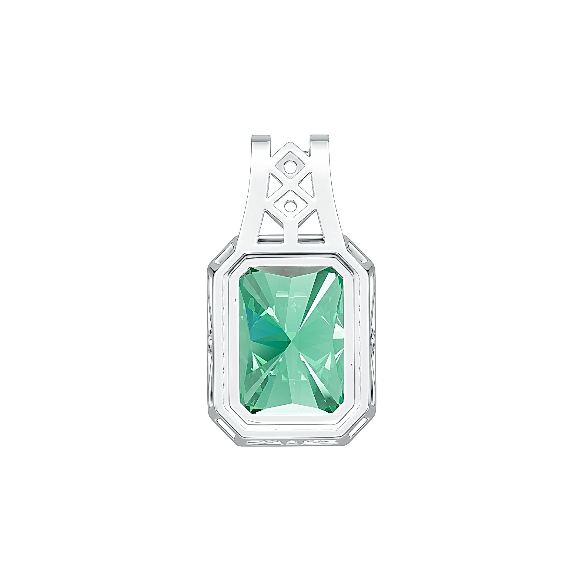 Sterling Silver Semi Mount Pendant Setting Emerald OCT 16x12mm DHJ