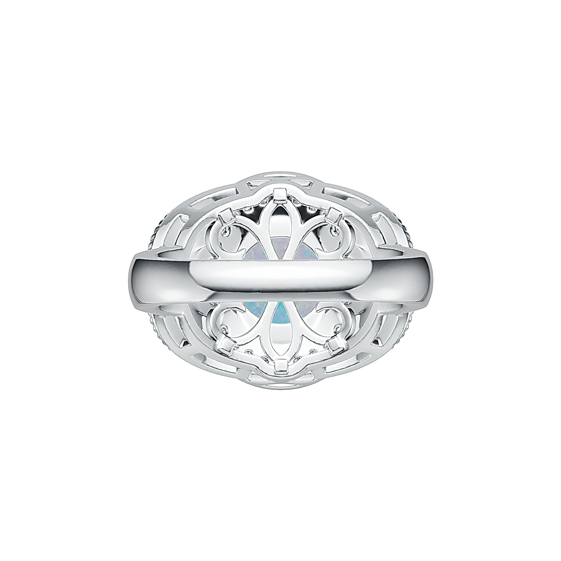 14K Gold Semi Mount Ring Setting Round RD 8x8mm Cabochon Diamond Accent DHJ