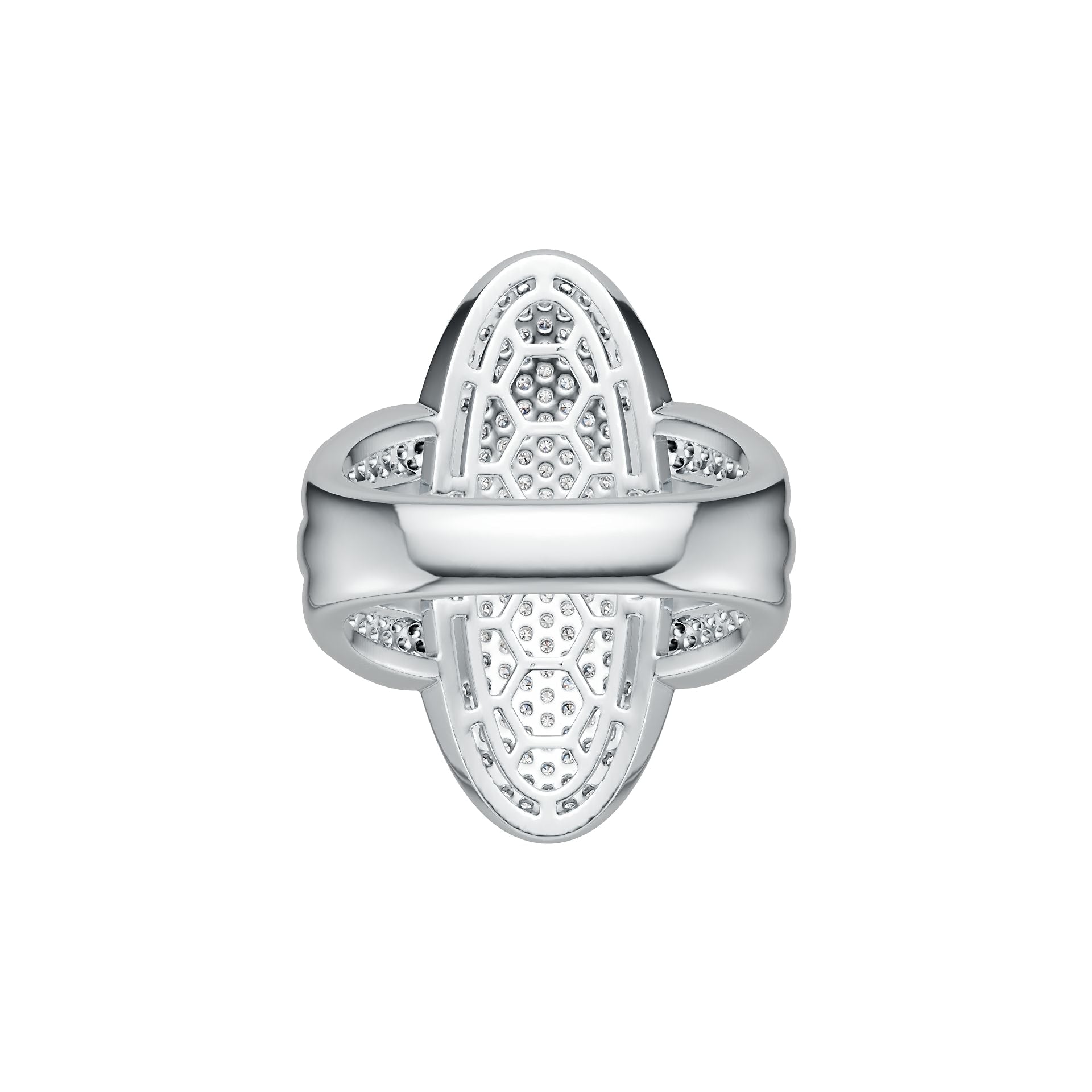 Platinum Cocktail Ring Oval-Shaped with or Moissanite Diamond Accent DHJ