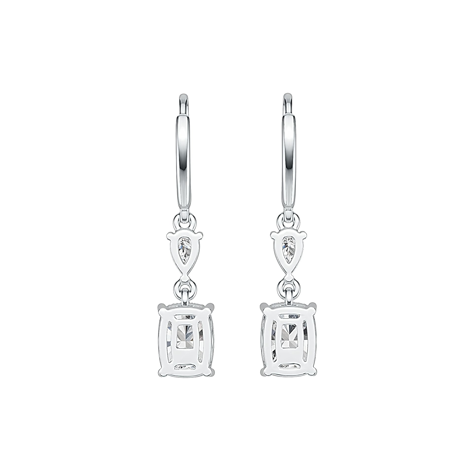 18K Gold Semi Mount Earrings Setting Cushion CU 8X6mm PE 5X3mm DHJ