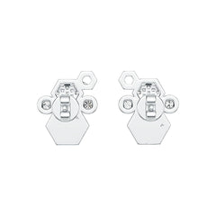 18K Gold Earrings Hexagon Theme with or Moissanite Diamond Accent DHJ
