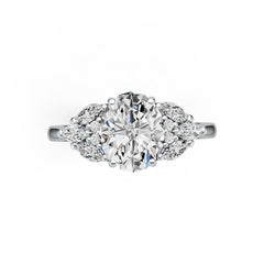 10K Gold Semi Mount Ring Setting Oval OV 8X10mm Moissanite Accent DHJ