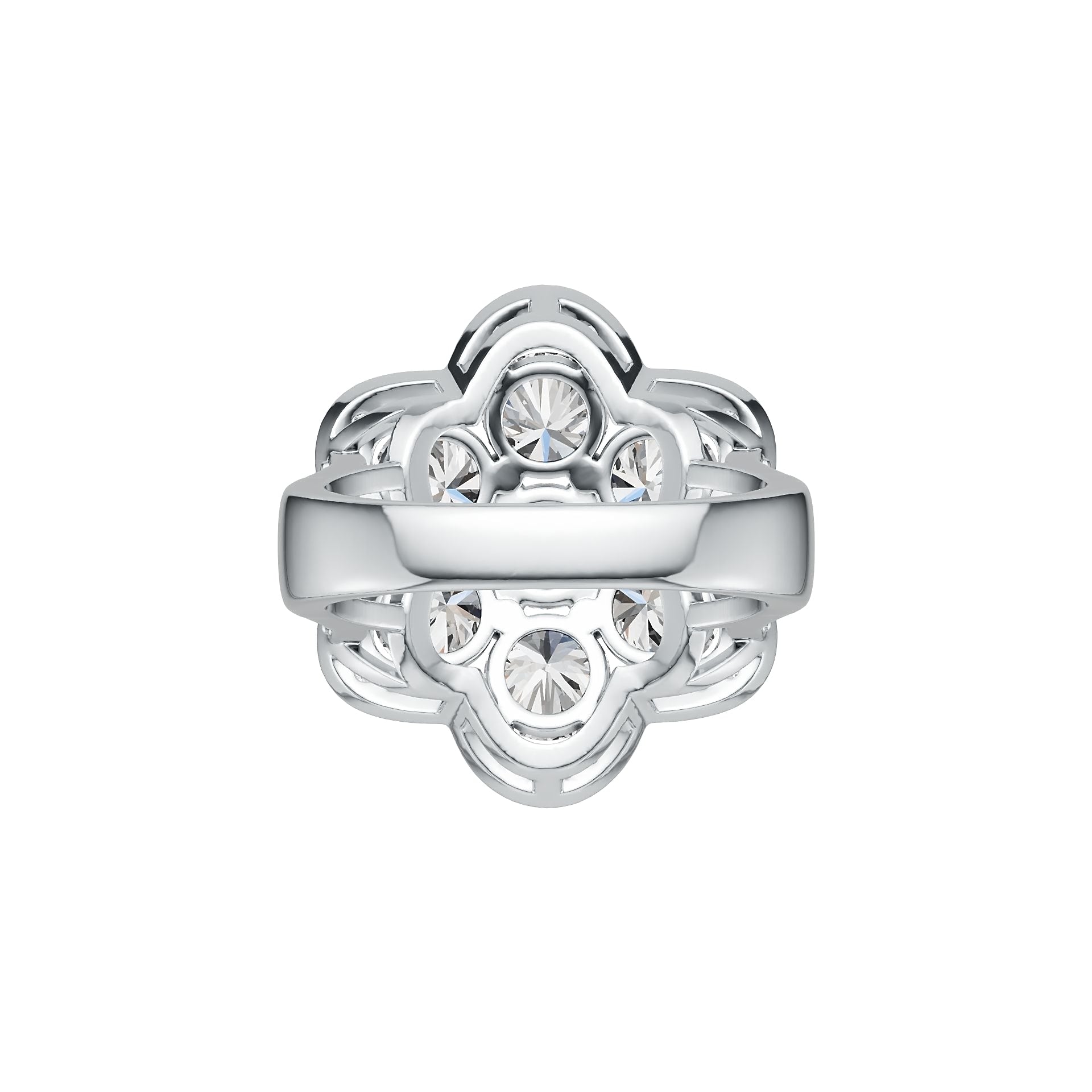 18K Gold Semi Mount Ring Setting Round RD 6x6mm Flower Theme Split Shank Diamond Accent DHJ