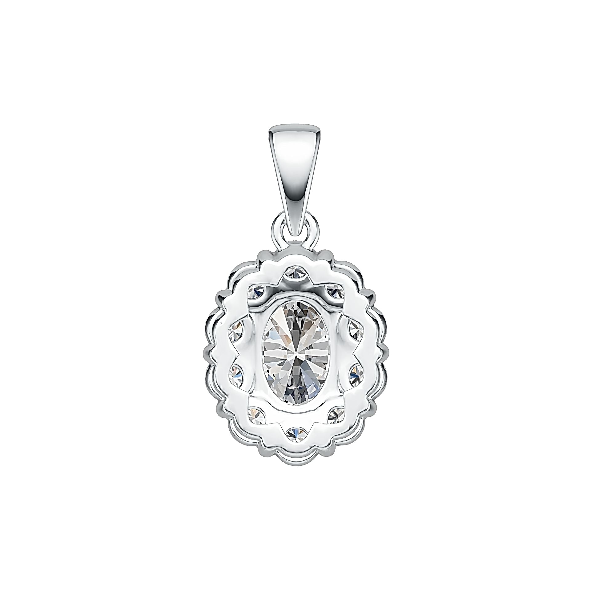 Sterling Silver Semi Mount Pendant Setting Oval OV 7X5mm with White Topaz DHJ
