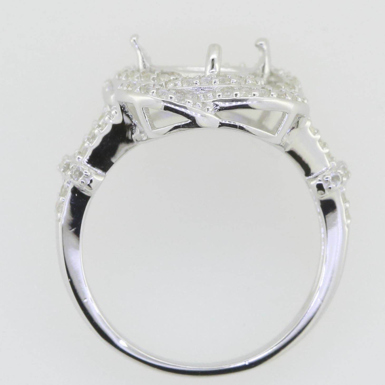 Platinum Semi Mount Ring Setting Trillion Tri 8X8mm PJC46 Diamond Accent Syzjewelry