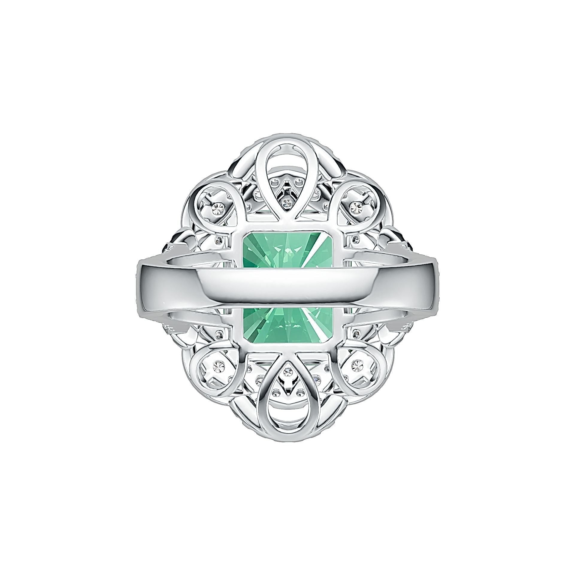 Sterling Silver Semi Mount Ring Setting Emerald OCT 12X10mm DHJ