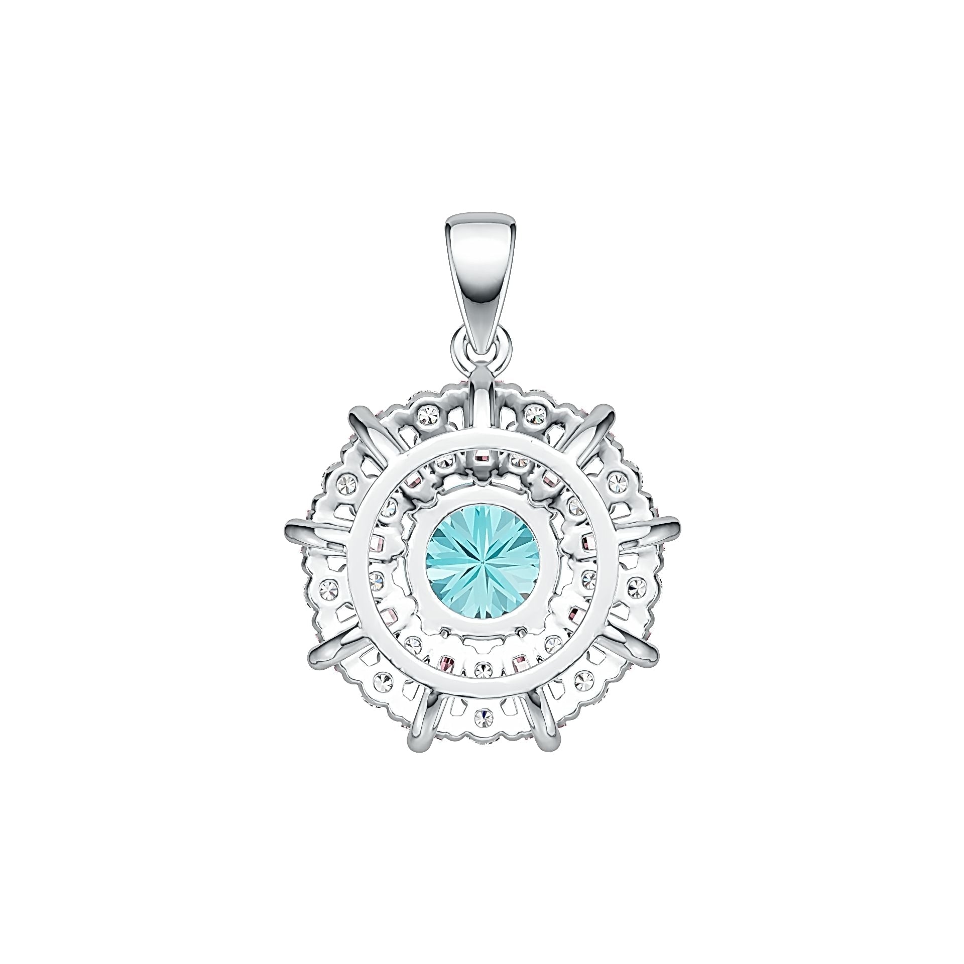 18K Gold Semi Mount Pendant Setting Round RD 7x7mm with White Topaz Diamond Accent DHJ