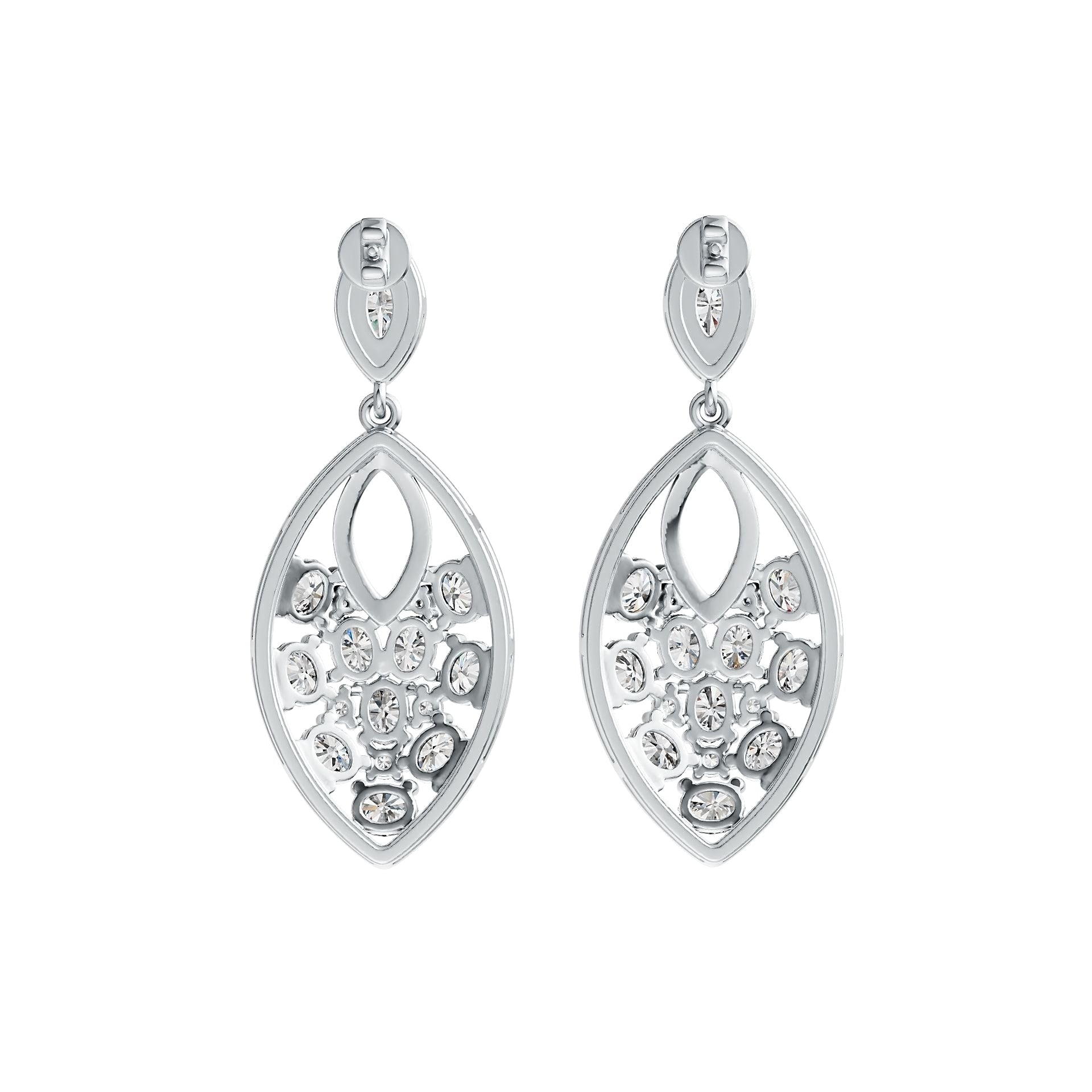 18K Gold Semi Mount Earrings Setting Marquise MQ 6X3mm OV 4X3mm Diamond Accent DHJ