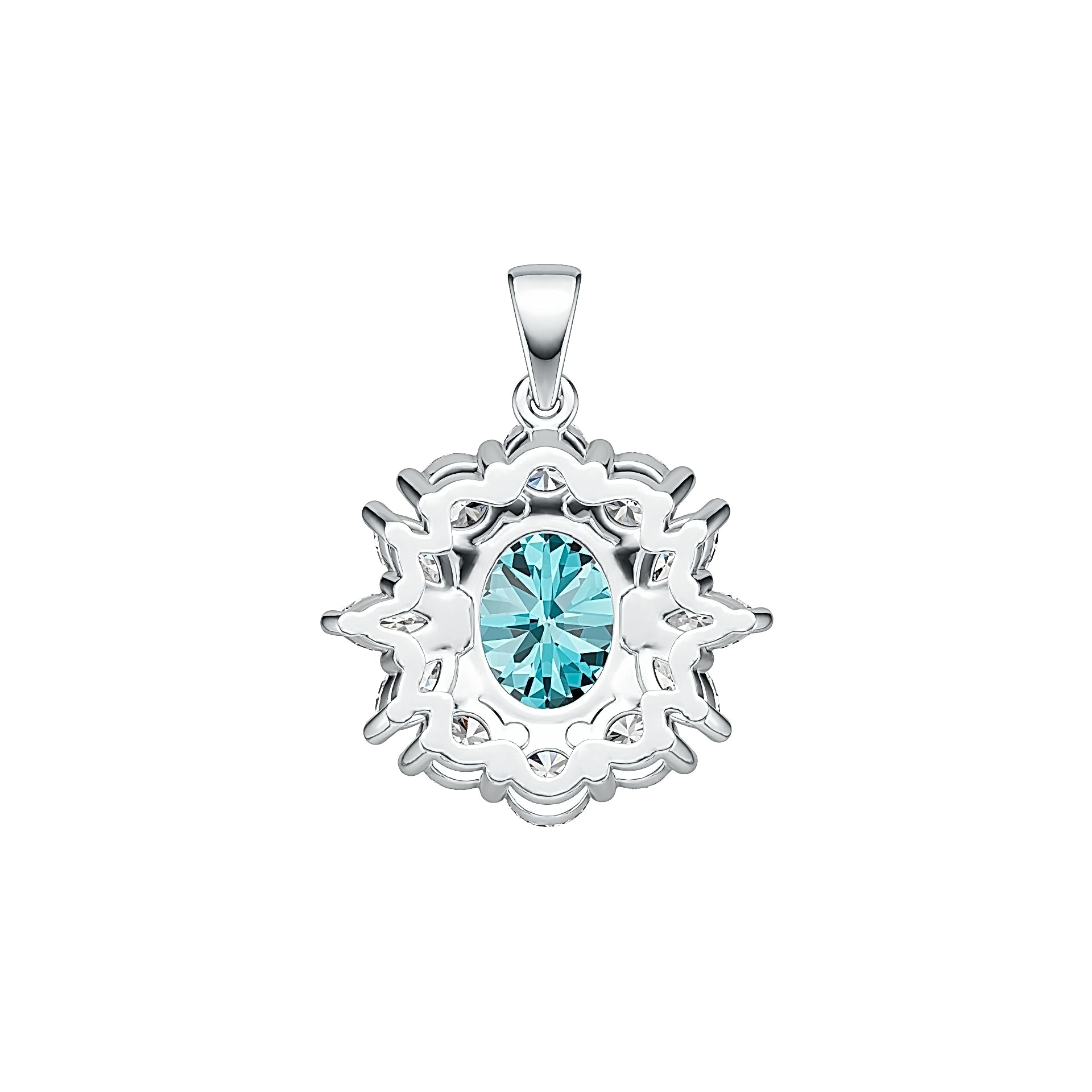 18K Gold Semi Mount Pendant Setting Oval OV 10X8mm MQ 5X2mm Diamond Accent DHJ