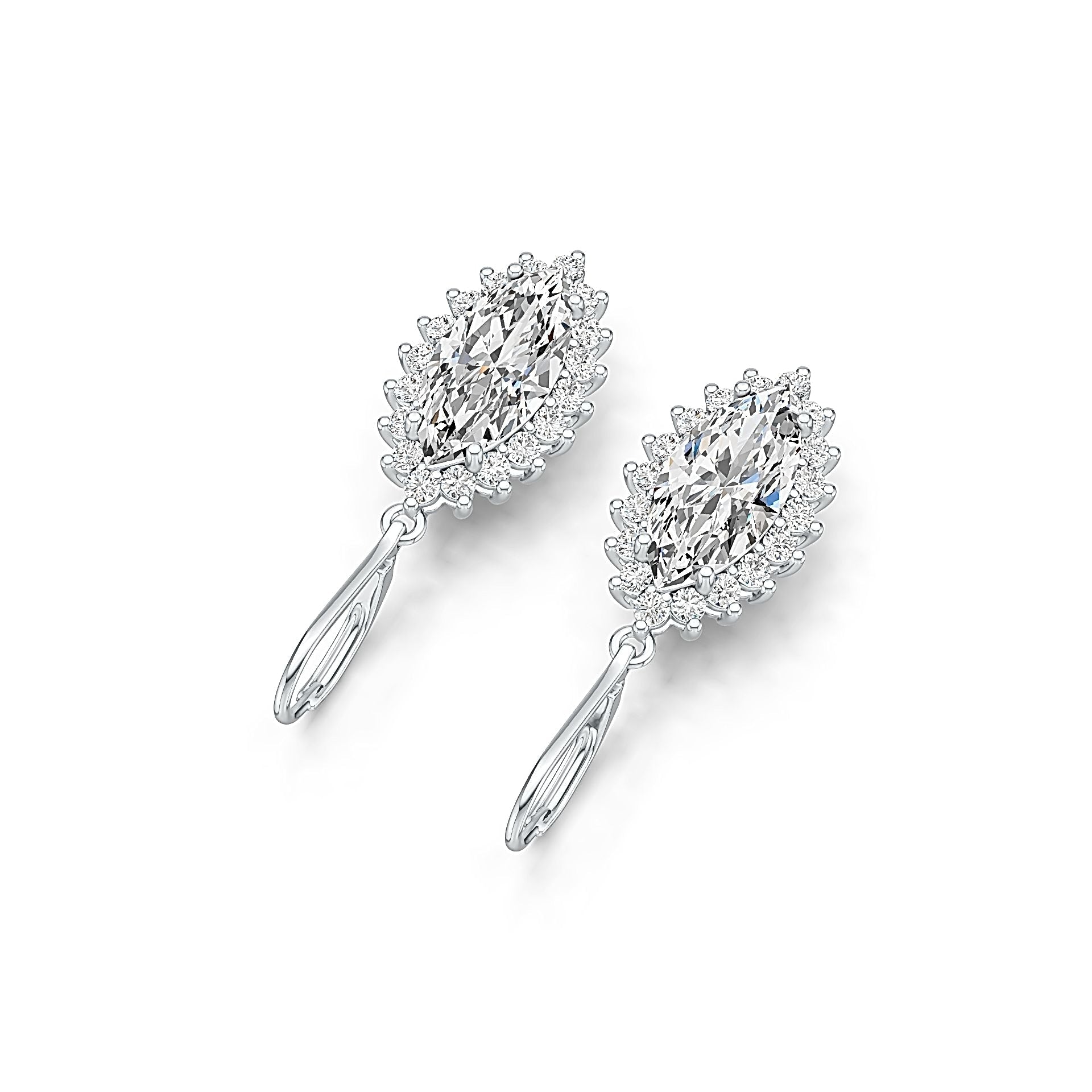 10K Gold Semi Mount Earrings Setting Marquise MQ 15X7mm Moissanite Accent DHJ