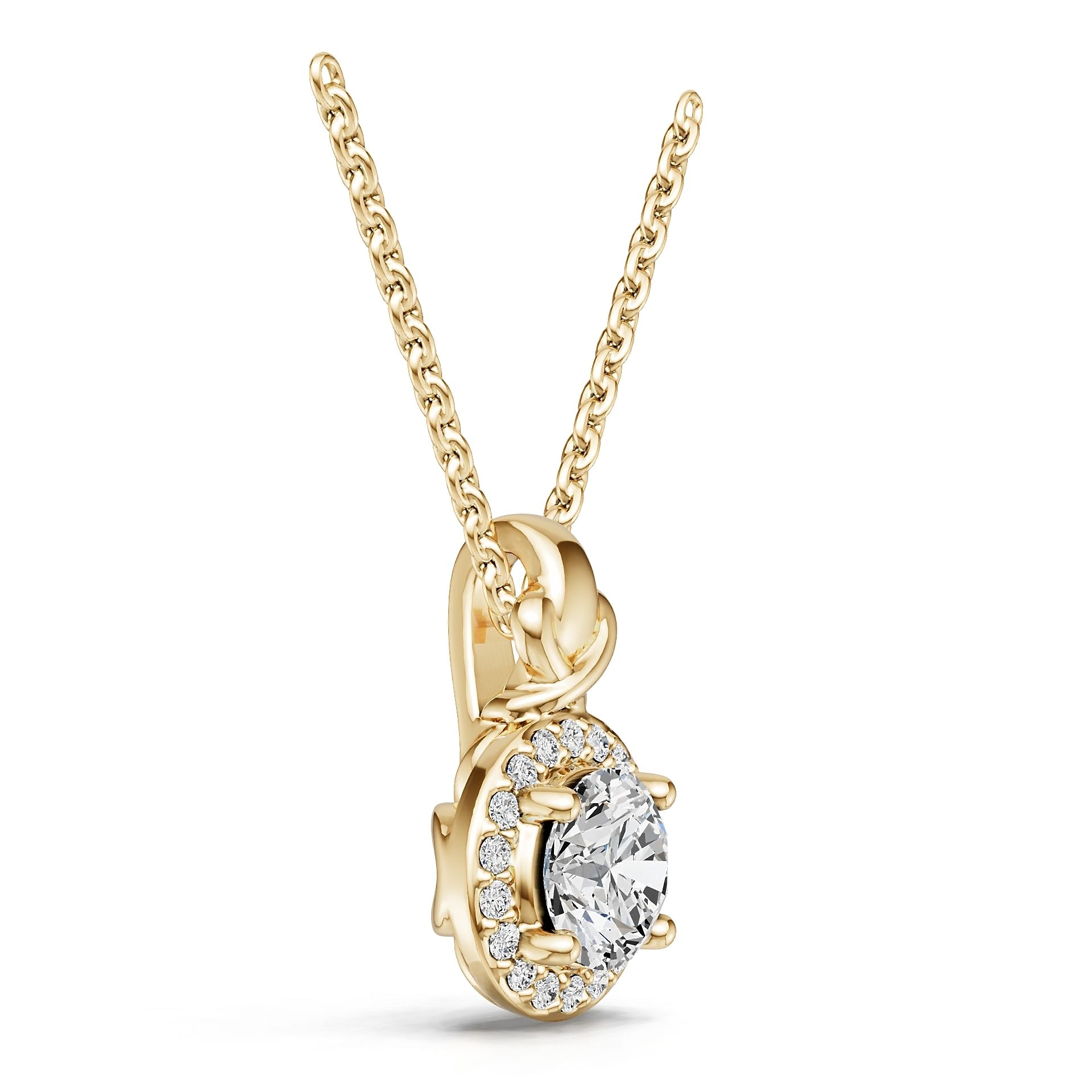 18K Gold Semi Mount Pendant Setting Round Ro 5x5mm Diamond Accent Syz Jewelry