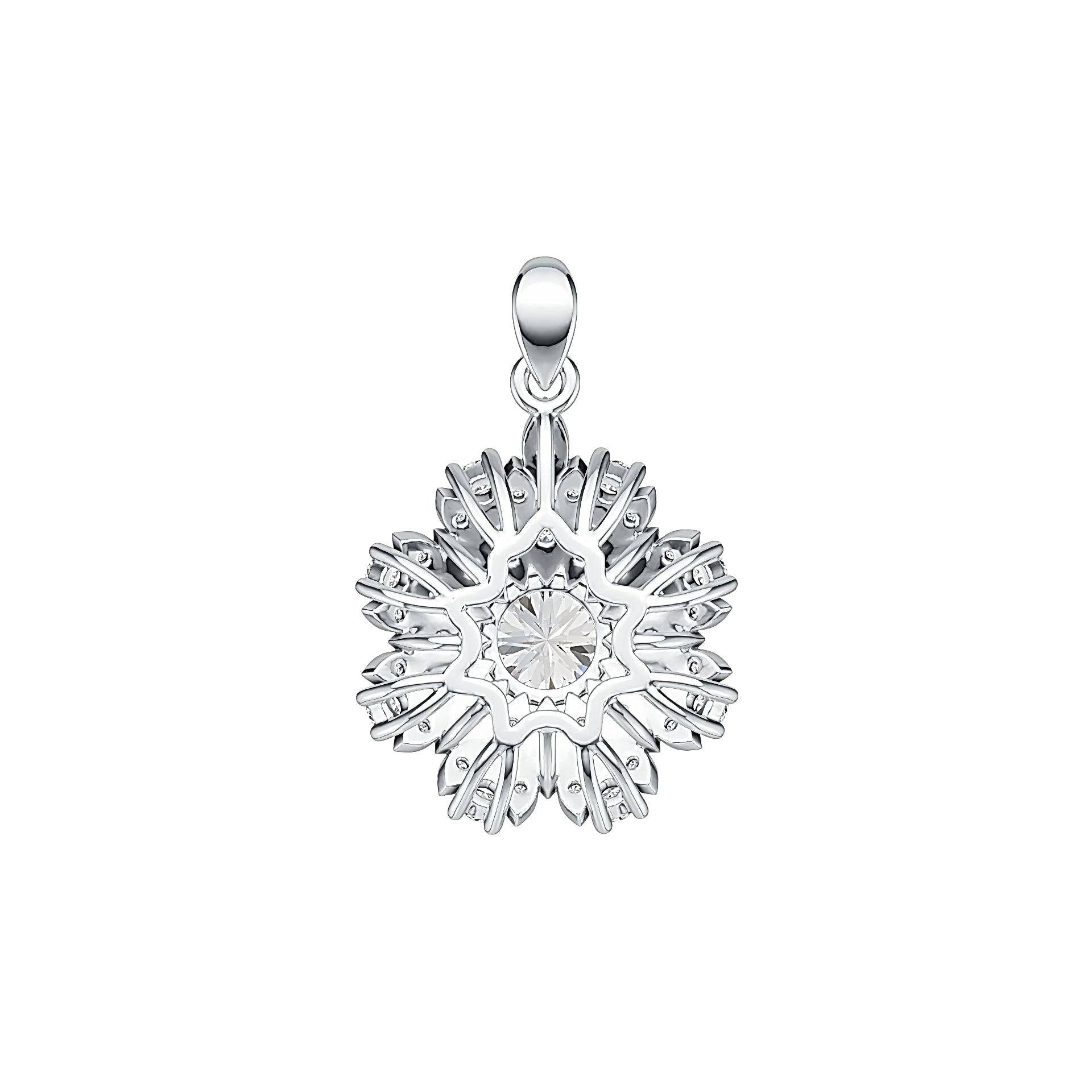 Sterling Silver Semi Mount Pendant Setting Round RD 6x6mm with White Topaz - Syzjewelry