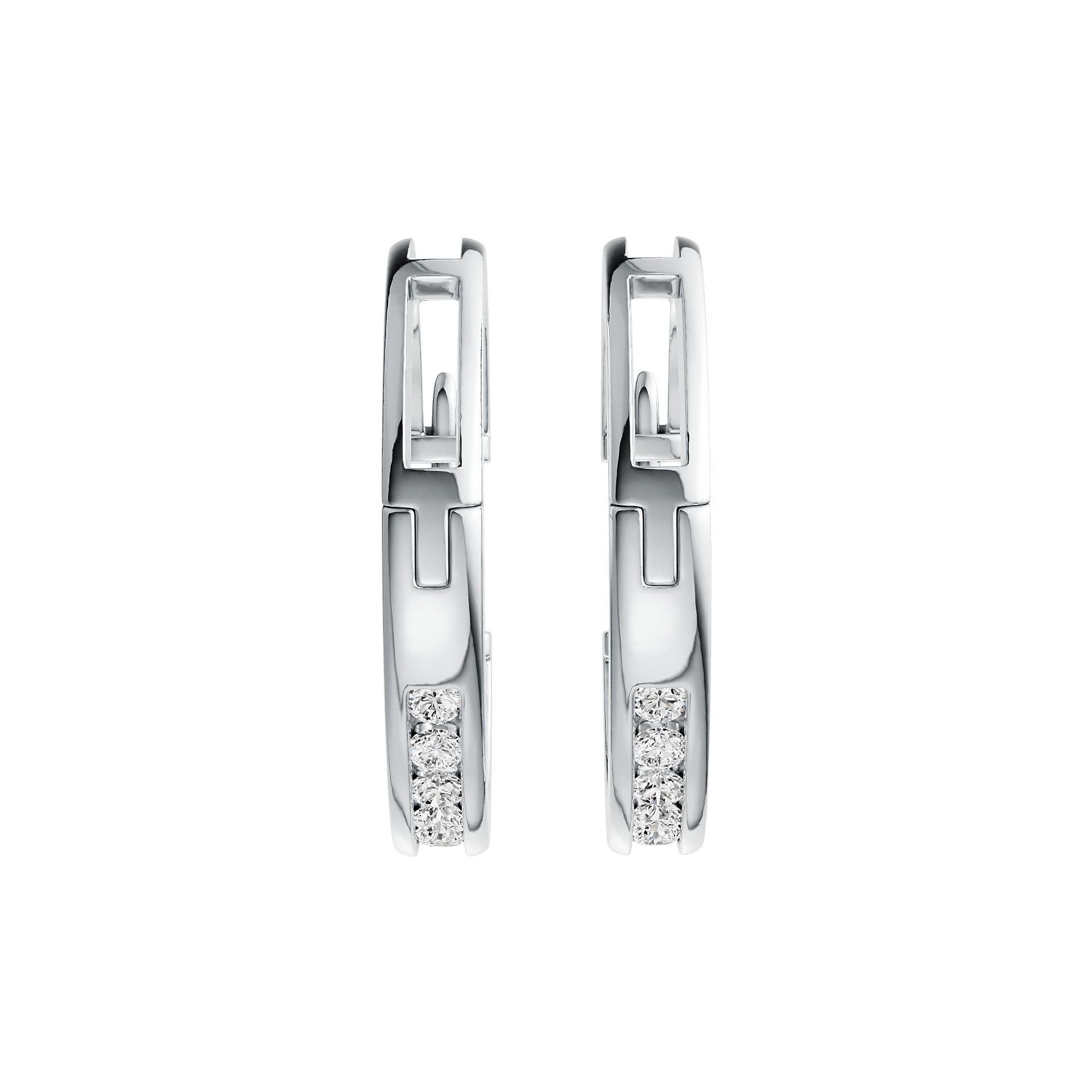 Sterling Silver Hoop Earrings with White Topaz or Moissanite Channel Set DHJ