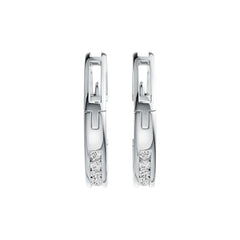 Sterling Silver Hoop Earrings with White Topaz or Moissanite Channel Set DHJ