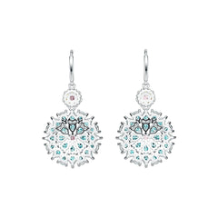 18K Gold Cluster Dangling Earrings with White Topaz or Moissanite Diamond Accent DHJ
