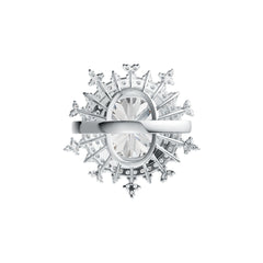 14K Gold Semi Mount Ring Setting Round RD 15mm Double Halo Diamond Accent DHJ