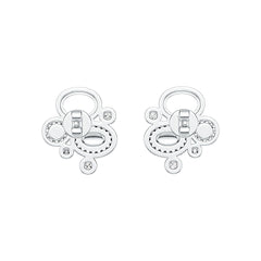 Platinum Semi Mount Earrings Setting Round RD 2X2mm with Diamond Accent DHJ