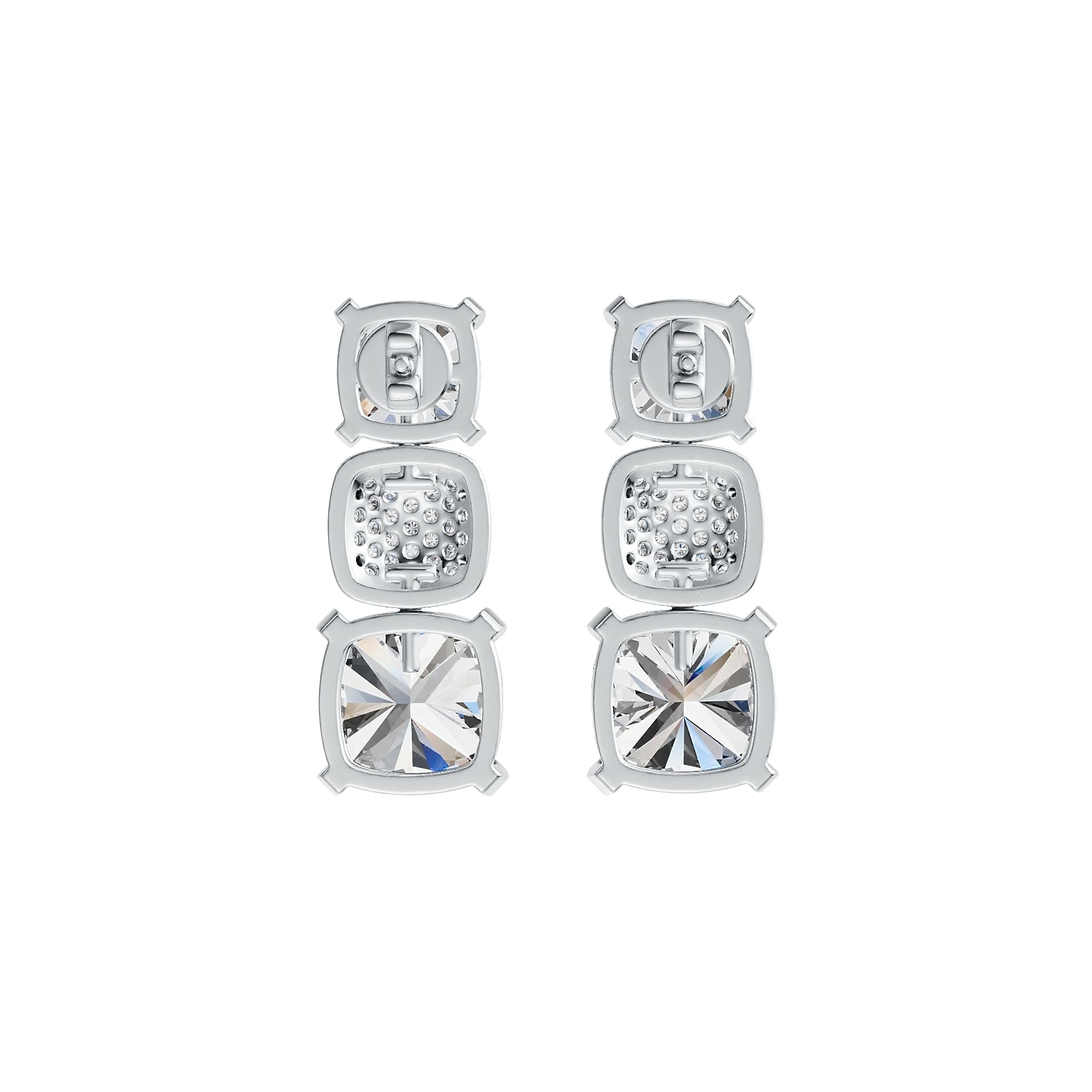 18K Gold Semi Mount Earrings Setting Cushion CU 9X9mm CU 7X7mm Diamond Accent DHJ