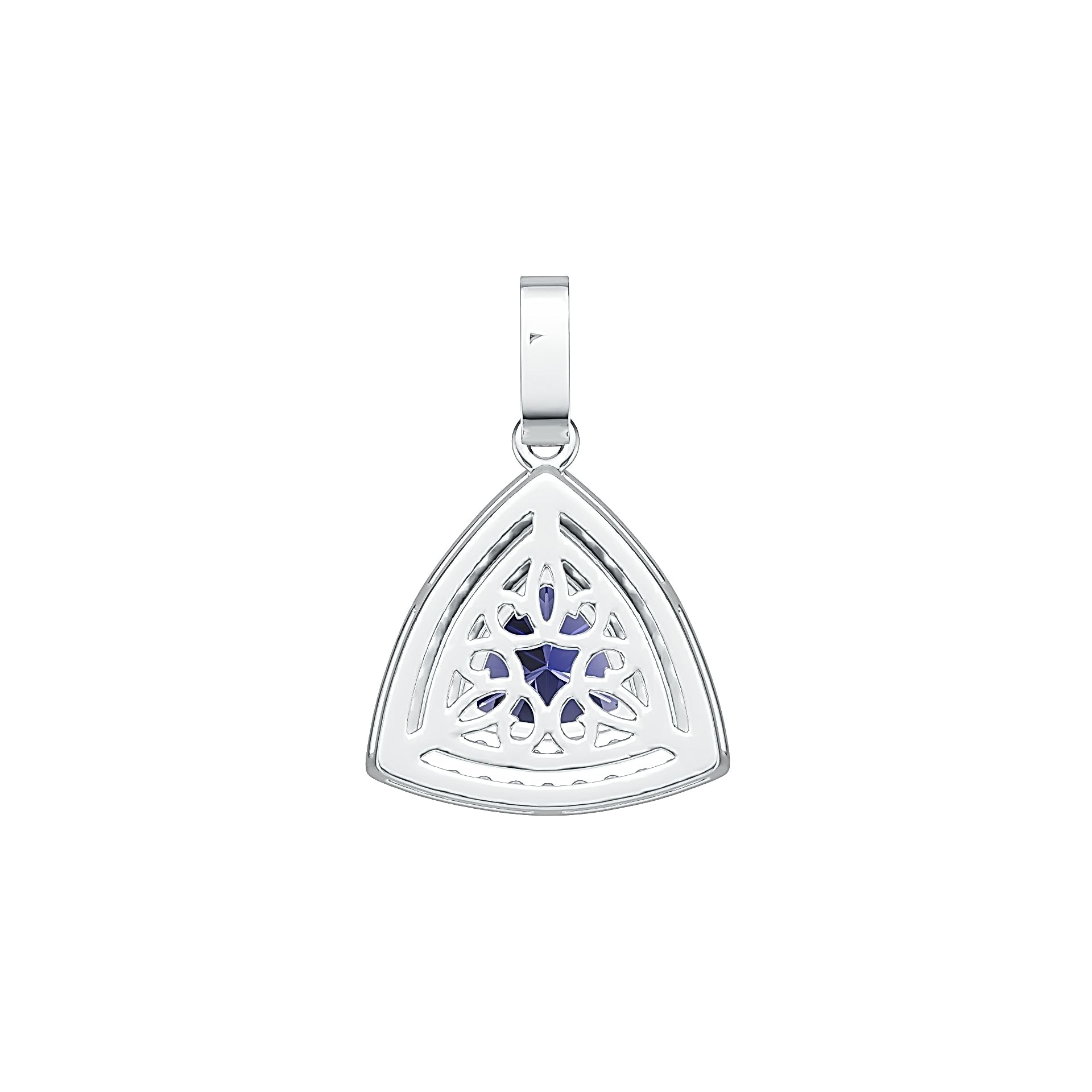 Sterling Silver Semi Mount Pendant Setting Trillion TRI 8X8mm Double Halo Syzjewelry