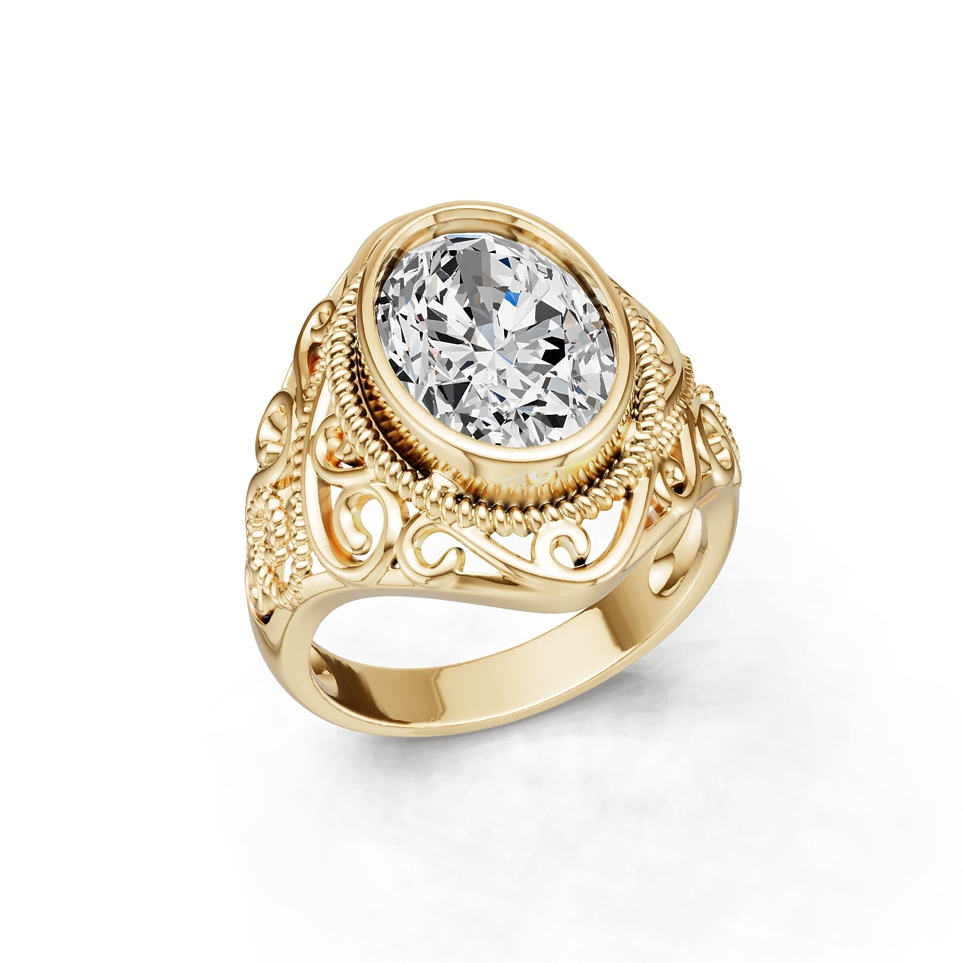 18K Gold Semi Mount Ring Setting Oval Ov 14x10mm Syz Jewelry