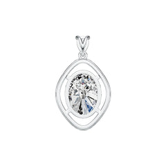 Sterling Silver Semi Mount Pendant Setting Oval OV 16x12mm W/ White Topaz Syzjewelry