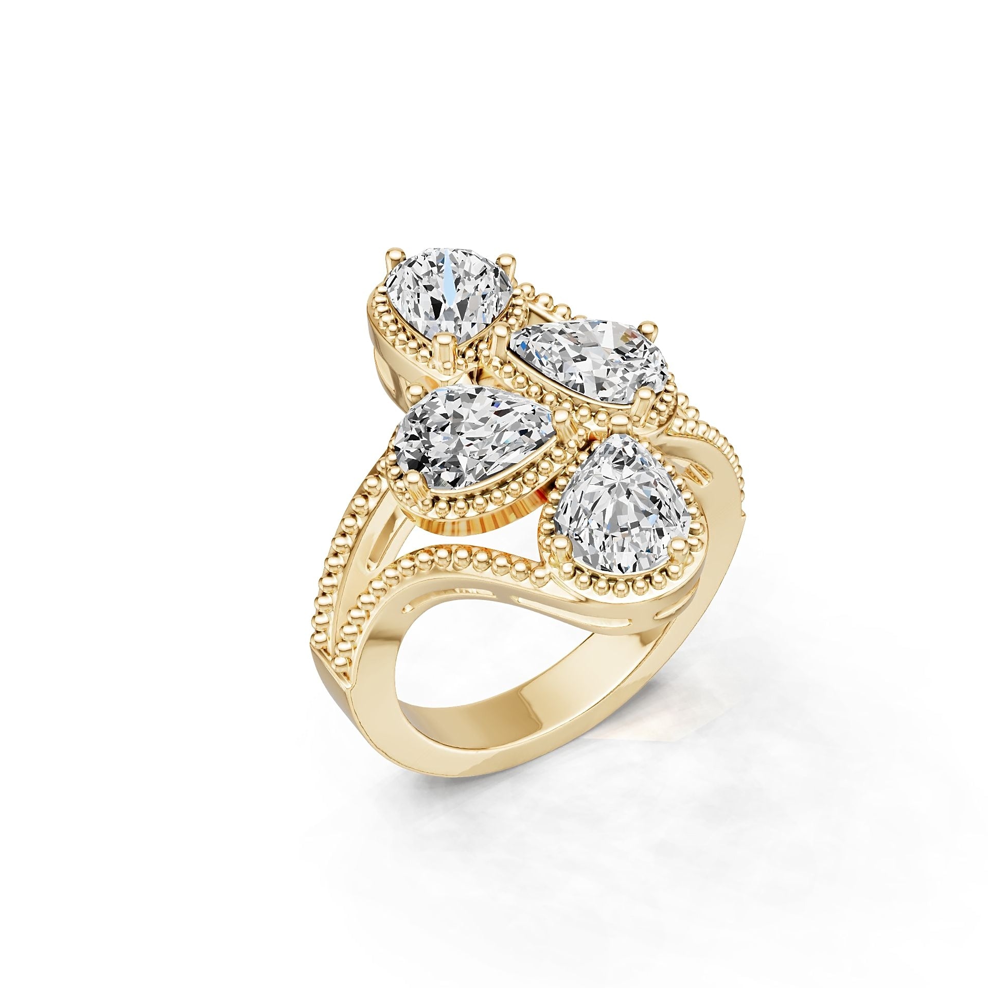 14K Gold Semi Mount Ring Setting Pear Pe 5x6mm Diamond Accent Syz Jewelry